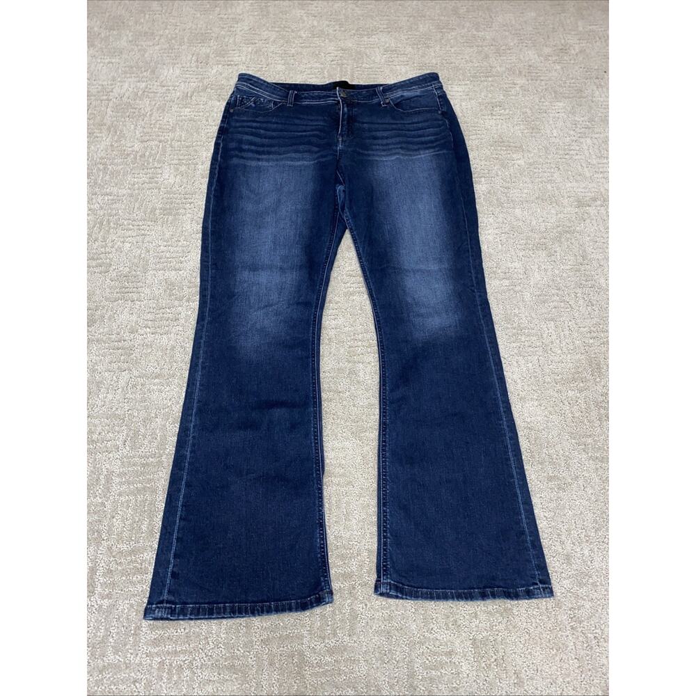 Buckle Black Curvy Bootcut Jeans Womens 38x34 Blue Dark Wash Mid Rise Stretch